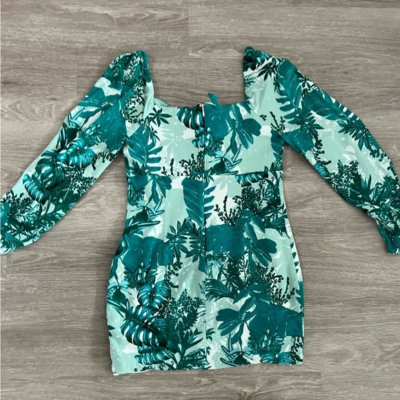 GUESS Green Palm Leaf Dress Large - Picture 5 of 7